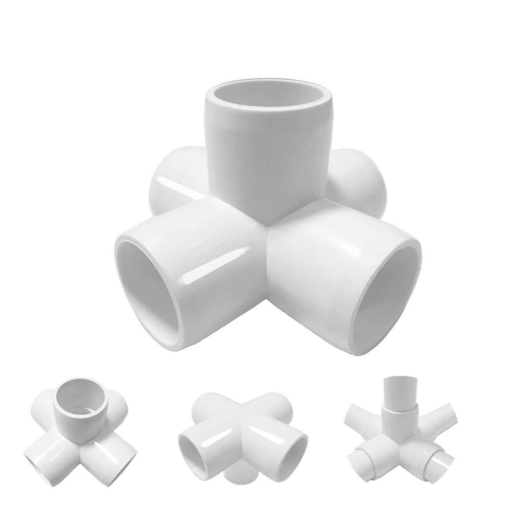 Sasonco 5 Way PVC Elbow Fittings PVC Elbow Corner Side Outlet Tee Fitting Tee PVC Fitting Elbow PVC Elbow Corner Side with Tapered Sockets 6pcs (5 Way 3/4