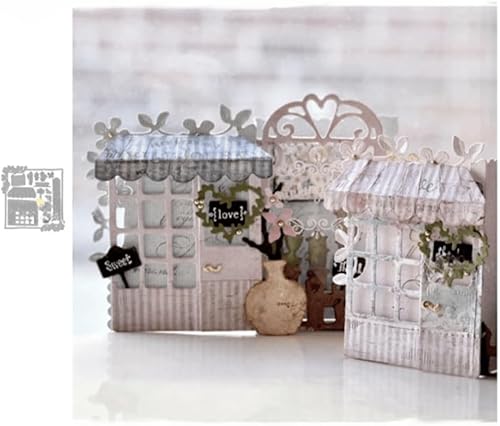 Miniatura 1 de Cerca Ventana Casa Jardín Metal Corte Troqueles Troquelado Troquelado Scrapbook Tarjeta Papel Artesanía