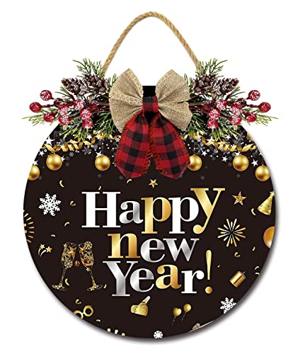 Frontdoorsignrusticrounddoordecorhappynewyearroundhangingsignwithbowforxmasdecordoordecoration  Urban Country Home Decor Front door sign rustic round door decor happy new year round hanging sign with bow for xmas decor door decoration  urban country home decor