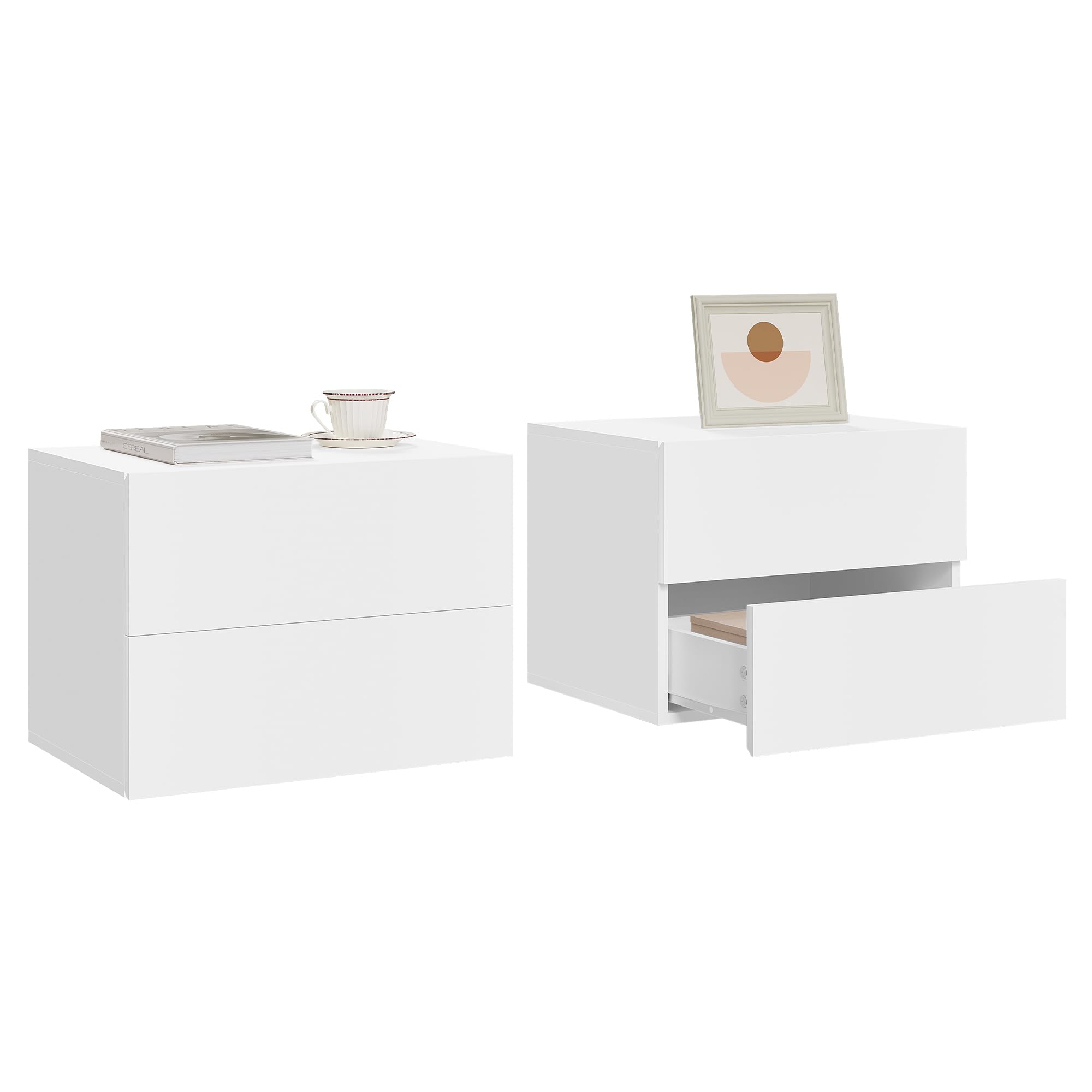 Table Chevet Suspendu Avec Tiroir Chêne Rotin Table De Nuit Moderne - Ciel & Terre Commerce