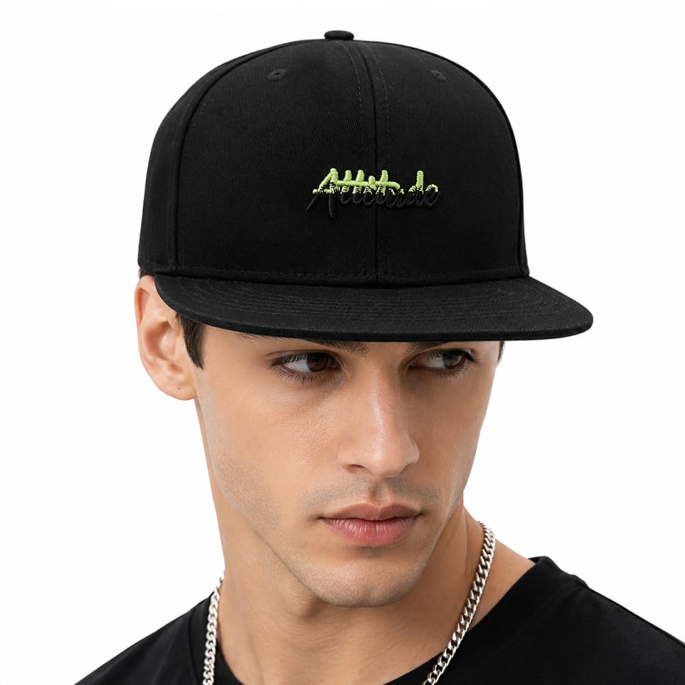 VRITRAZ Stylish and Comfortable Unisex Hip-Hop Caps with Adjustable Strap for Men's, Women's, Boys Hiphop, Hat for Girls, Hip Hop Snapback (Color-Black, Free Size)