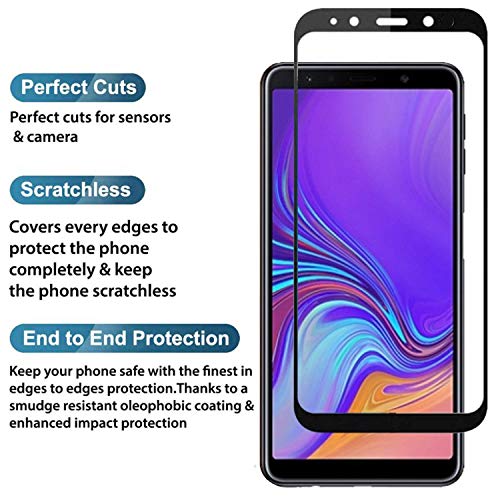 Image of Screen Protector for Samsung Galaxy A7 (2018) (Black) Tempered Glass Edge-to-Edge 6D Screen Guard With Installation Kit