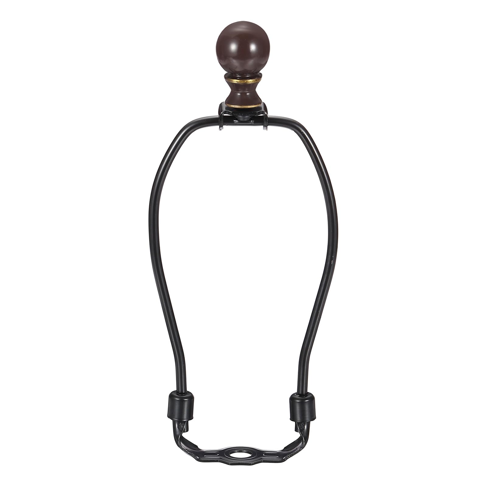 PATIKIL 1 Set 6.5" Lamp Shade Harp Holder, Heavy Duty Detachable Lampshade Brackets with 1.46" Height Solid Metal Finial Shade Holder for Table and Floor Lamps, Black/Brown