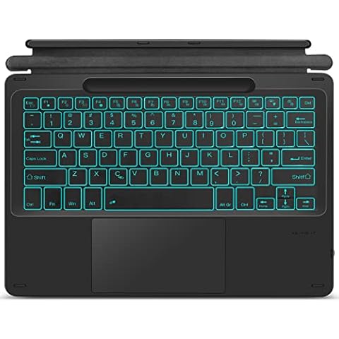 XIWMIX Type Cover for Microsoft Surface Pro 11/Pro 10/Pro 9/Pro 8/Pro X 13 Inch, Portable Bluetooth 5.1 Wireless 7-Color Backlit Surface Pro 11/10/9/8/X Keyboard with Touchpad & Pencil Holder - Black Cover