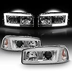 AKKON - For 1999-2006 GMC Sierra 1500 2500HD 3500 C3 Yukon XL Tube LED Projector Headlights Driver+Passenger Side Pair