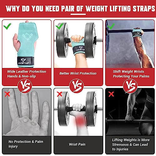 Image of Weight Lifting Wrist Strap, Double-Layer Leather for Deadlift Powerlifting