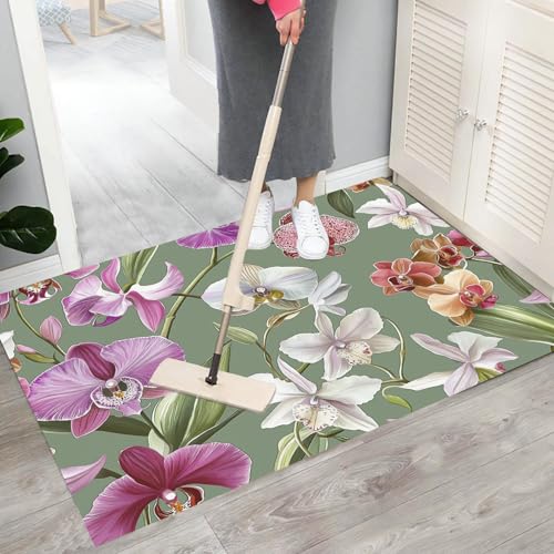 Tapis de sol absorbant et lavable paillasson entrée motifs fleurs - 6