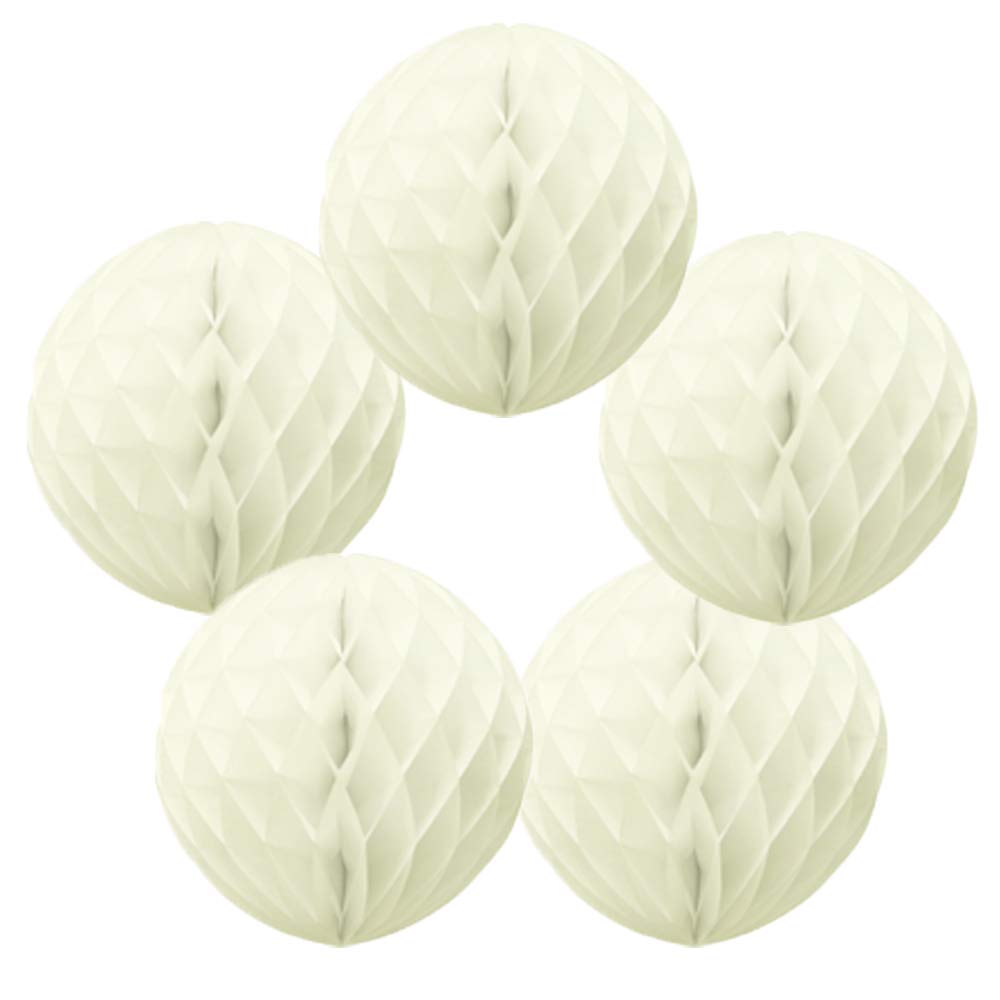 Time To Sparkle Ball-Ivory 5 Pack Tissue Paper Honeycomb Balls Table Centrepiece Lantern Garland Wedding Decoration | 8"(20Cm) |