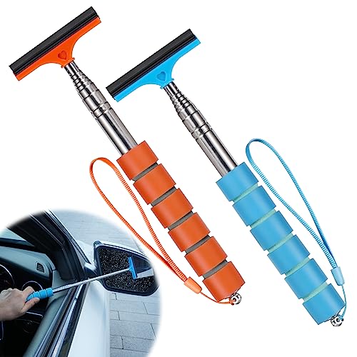 Side Mirror Squeegee 2 PCS Car Mirror Squeegee Retractable Car Rearview Mirror Wiper for All Vehicles Universal Automotive Accessories