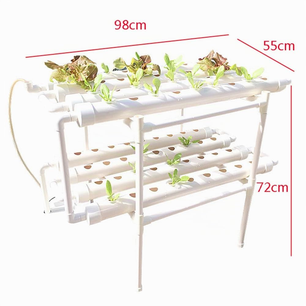 Kit de culture hydroponique à 72 trous - 2 couches - Plante en PVC - Système hydroponique à deux couches - Pour la maison, le balcon, le jardin, les légumes de balcon, le principe de débit