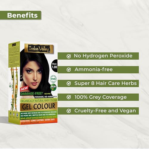 Image of INDUS VALLEY Natural Damage Free Gel Black Colour With Colour Protection Shampoo (200 ml) + Hair Ultima Spa (175 ml)