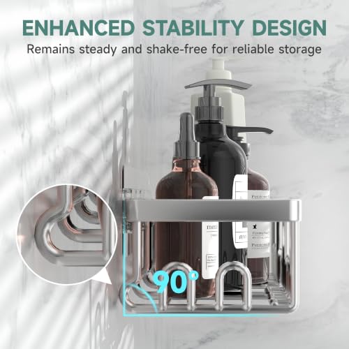 Image of Veken Shower Caddy 6-Pack, Bathroom Organizers and Storage, Matte Silver