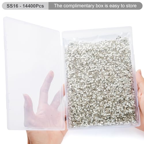 Image of Flatback Rhinestones Bulk, 14400PCS Crystal Rhinestones for Clothes DIY Decoration Crafts, Crystal, SS16, 3.8-4.0mm