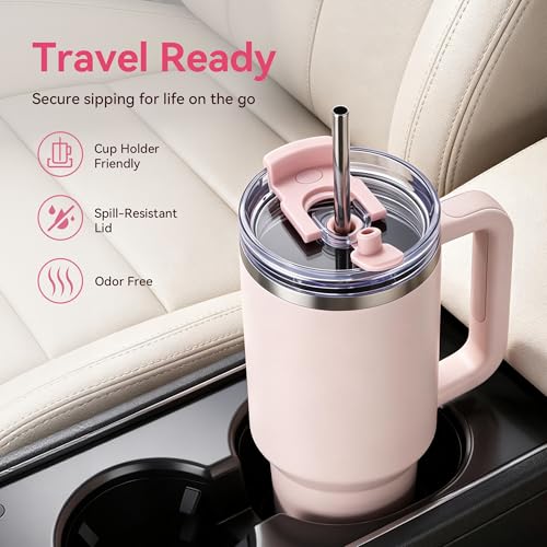 Image of 40 oz Tritan Tumbler Replacement Lid for Stanley Quencher H2.0 | Clear Spill Proof Tumbler Covers for Stanley Cup Accessories