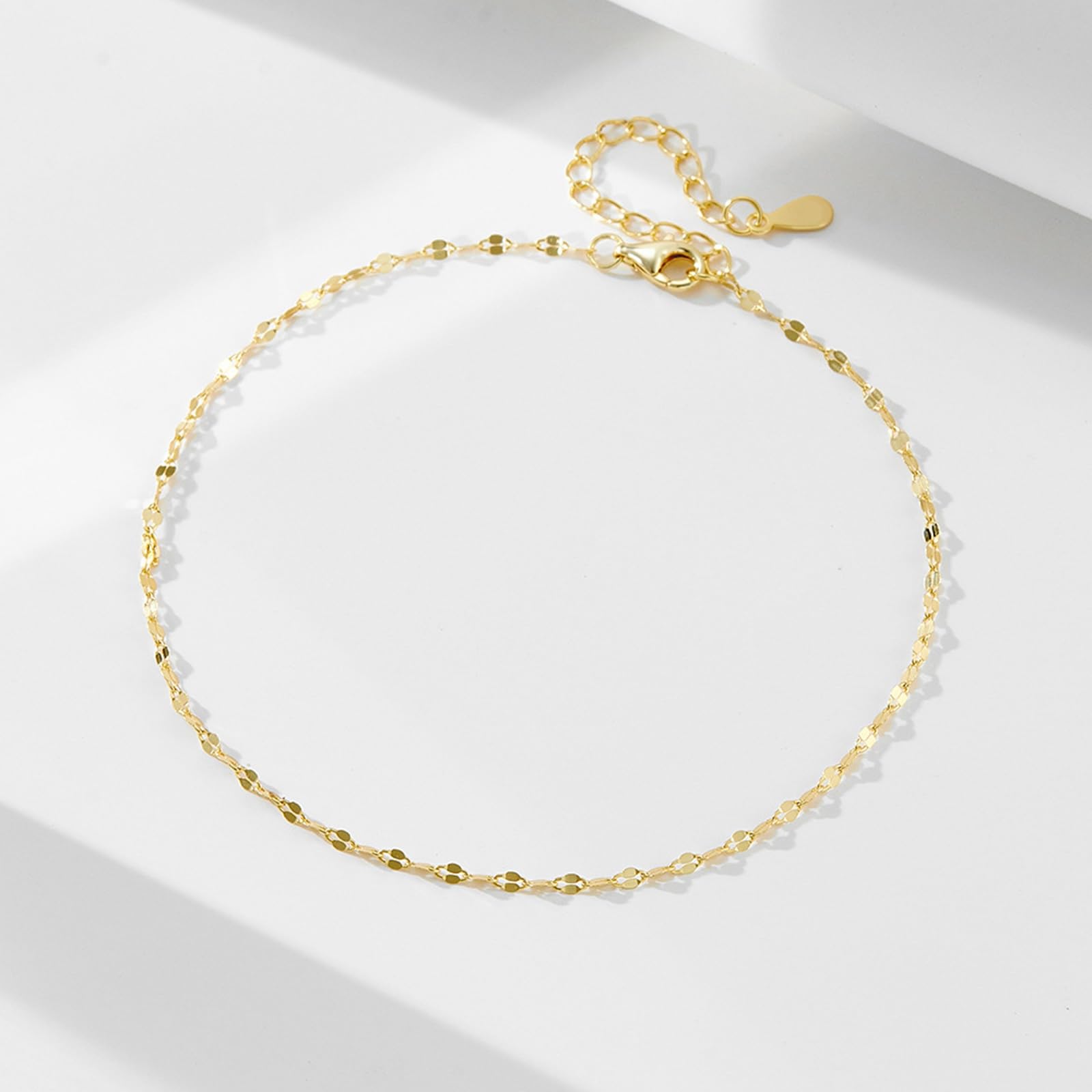 Delicada cadena de eslabones para mujer, tobilleras de oro de 18 quilates, sin piedras preciosas, pulseras de tobillo para mujer, oro amarillo para ella, 9 K, 14 y 18 quilates
