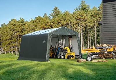 Scotts 10' x 15' x 8' All Season Outdoor Storage Shed with Waterproof Cover, Green