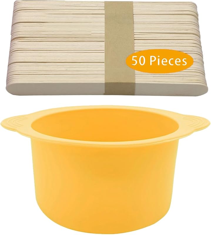 Recipiente de silicone para aquecedor de cera LEISENOR com 50 palitos, amarelo
