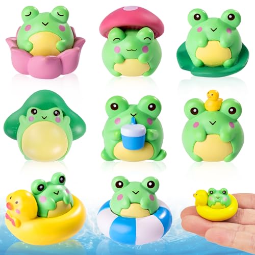 8 Pcs Mini Resin Frog Figurines Small Little Tiny Resin Animals Garden Miniatures Frog Statue for Micro Fairy Garden Landscape Accessories Home Tabletop Decoration