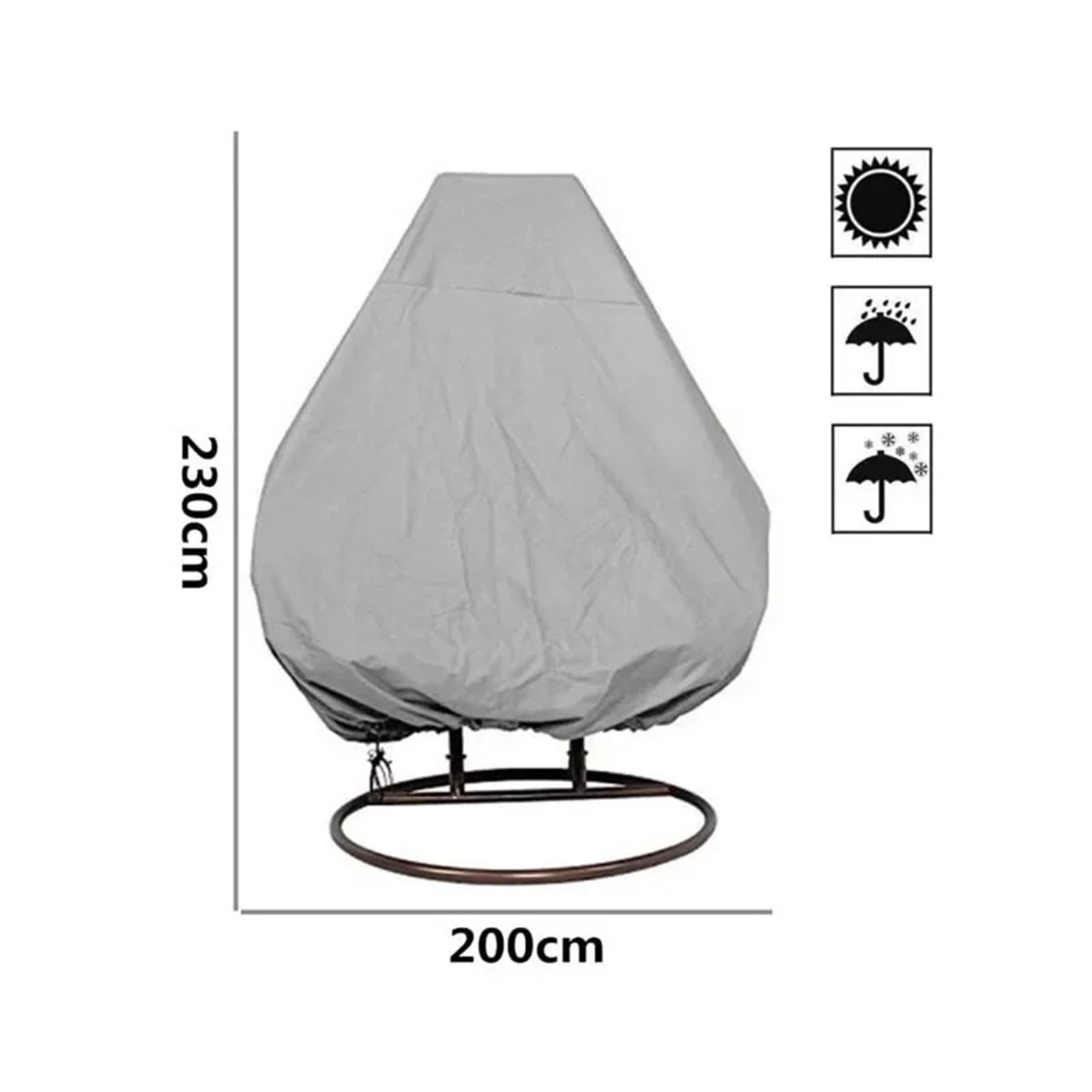 Copri Sedia a Uovo Sedia a dondolo da giardino for esterni 210D / 190T con copertura impermeabile e antipolvere disponibile in due specifiche(190T- grey,230x200CM)