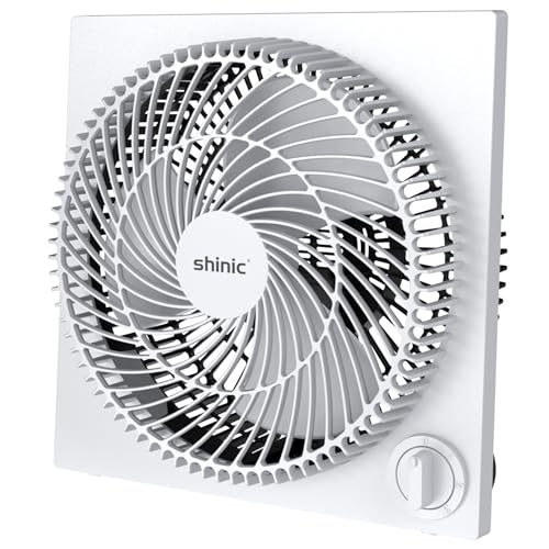 shinic 9 Inch Frameless Box Fan, 3-Speed Lightweight Window Fan with ABS Plastic Housing, ETL Listed...