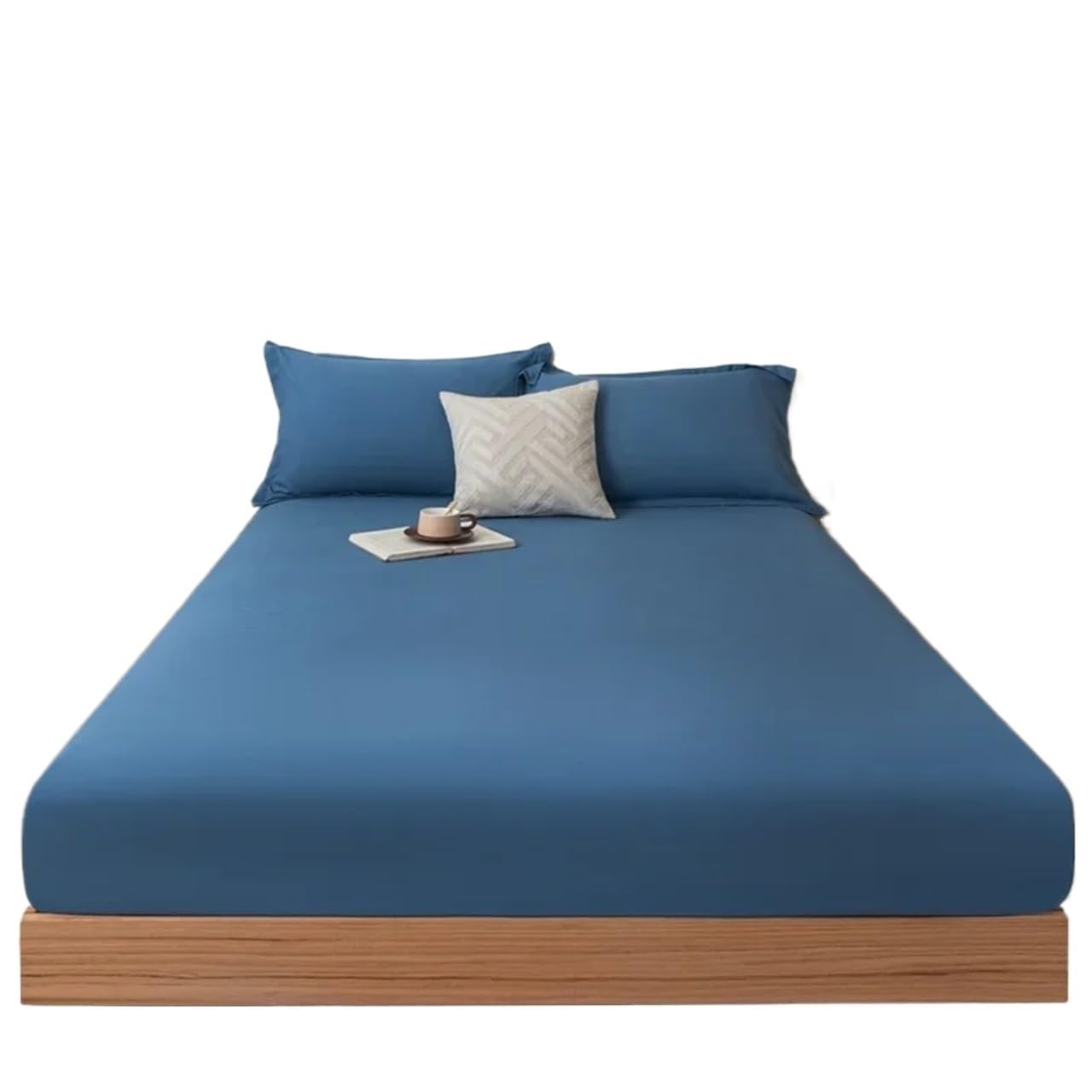 Coprimaterasso Coprimaterasso con elastico tinta unita singolo Doppio King Size senza federa(Dark Blue,150x200cm)