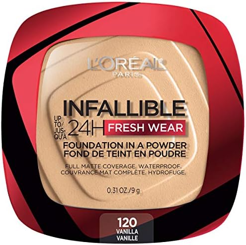 L'Oreal Paris Makeup Infallible Fresh Wear Foundation in a Powder, Up to 24H Wear, Waterproof, Vanilla, 0.31 oz. (Packaging May Vary)