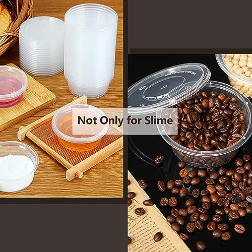 Image of ZOFORTY 100 Pack 4 oz Slime Containers with Lids, Small Plastic Storage Containers for Slime, Foam Ball, DIY Craft Making