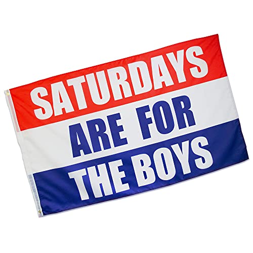 Eugenys Saturdays Boys Flag 3x5 Foot - Perfect Banner for College Party, Rugby, Football and Baseball Games, Dorm Room Decoration - Quality Polyester, Bright Vivid Colors, Double Stitched