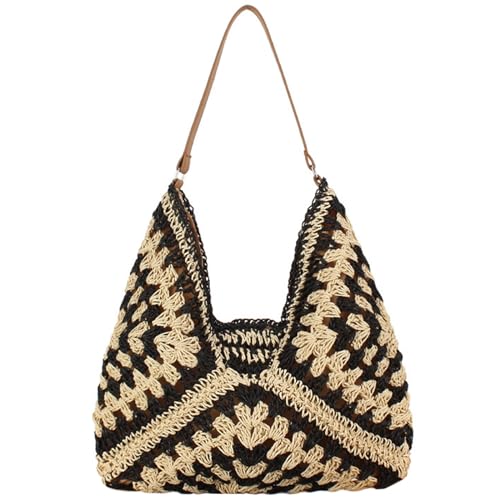 Image of Teeya Straw Crossbody Bag Women Weave Shoulder Bag Round Summer Beach Purse and Handbags