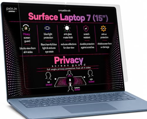 Image of Pxin 360 Pro Privacy Screen guard compatible with Surface Laptop 7 (15 inch) | Anti Glare | Anti UV | Anti Blue | Anti Reflection | Privacy Filter | Unbreakable Build