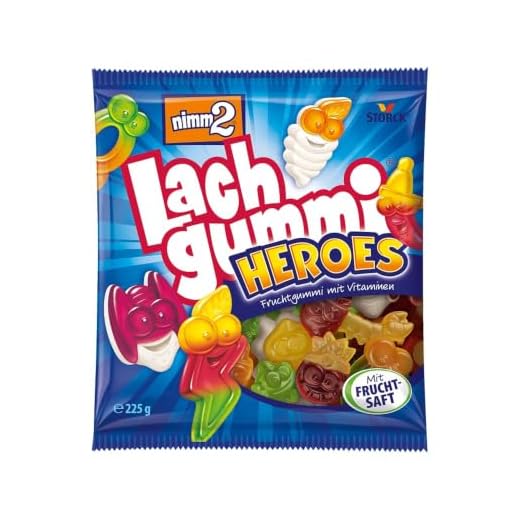 nimm2 Lachgummi Heroes – 1 x 225g – Fruchtgummi mit Fruchtsaft und Vitaminen
