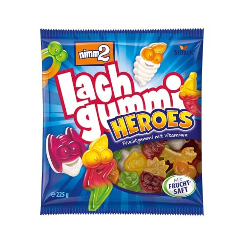 nimm2 Lachgummi Heroes 1 x 225 g Fruchtgummis mit Fruchtsaft und Vitaminen Süßigkeit in sechs Geschmacksrichtungen