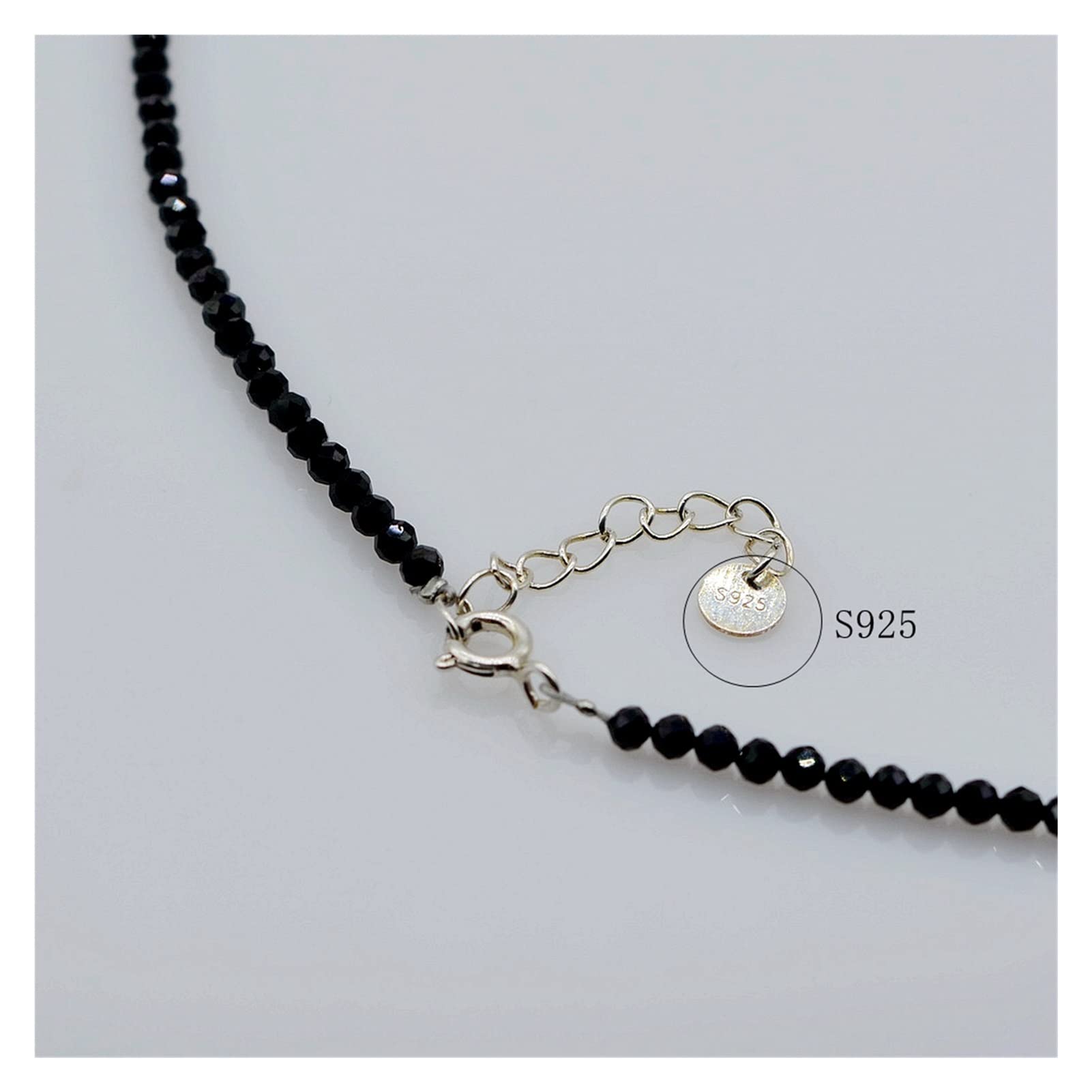 Collane da donna Squisita collana di cristallo, cristallo nero naturale, piccolo ciondolo di perle barocche a quadrifoglio 925 regalo for ragazze soddisfare accessori alla moda