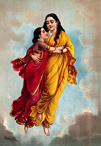 Image of Tallenge Menaka and Shakuntala - by Raja Ravi Varma - Large Poster Paper (20 x 30 inches)