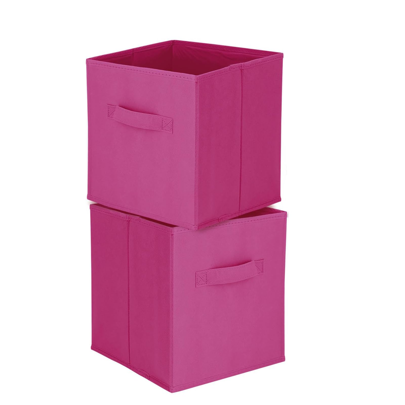 Holdfiturn 2Pcs Cube Storage Boxes 28x28x28cm Foldable Kallax Storage Cubes with Handles Collapsible Baskets Toy Bins Fabric Organisiers Containers for Kallax Unit Shelf Pink