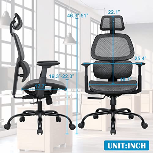 Desk Chair Ergonomic Office Chair Mesh Computer Chair With Flip-Up Arms Lumbar Support, High Back Adjustable Chair Executive Home Office Desk Chairs Swivel Rolling Task Chair For Men, Grey #TOP5