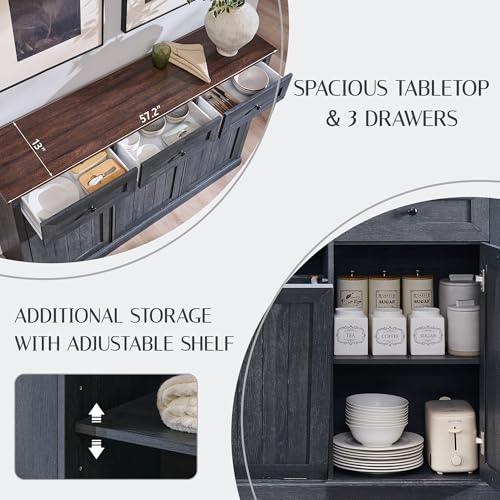 Image of IFGET Triple Tilt Out Trash Cabinet, Wood Trash Can Cabinet, Dark Grey