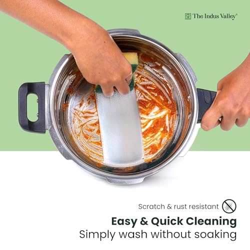 Image of The Indus Valley Stainless Steel Outer Lid Handi Pressure Cooker - Outer Lid | Induction Friendly | ISI-Certified, 100% Toxin-Free, Naturally Non-Stick, 3 Y Warranty (5.5 Liters)