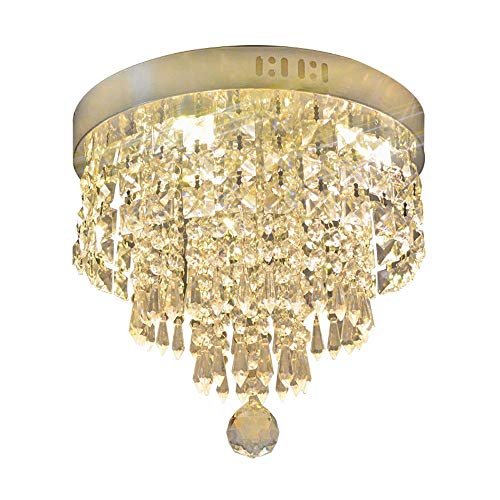 Lámpara de techo cromo con gotas de cristal K9 brillantes y tecnología LED moderna