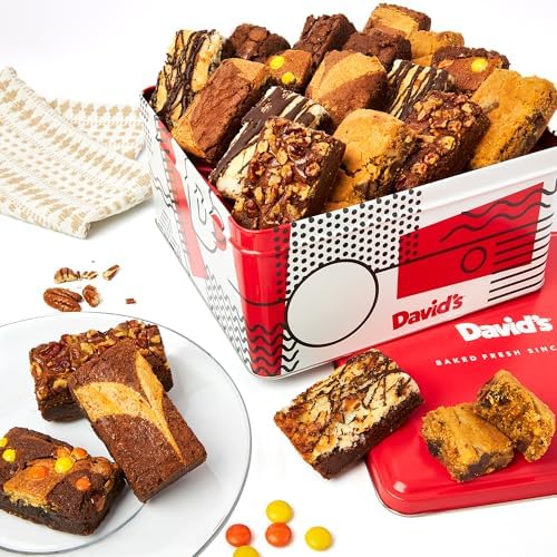 David's Cookies Gourmet Assorted Brownies Gift Tin, 20-Count, 40 oz