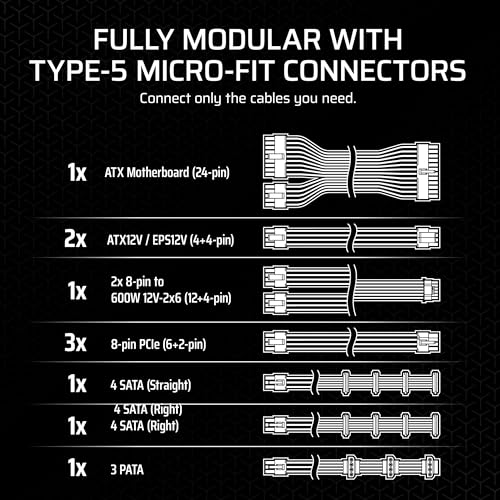 Image of CORSAIR SF850 (2024) Fully Modular SFX Low Noise 80 Plus Platinum Power Supply - ATX 3.1 Compliant - PCIe 5.1 Ready - Small Form Factor - SFX-to-ATX Bracket Included - Black