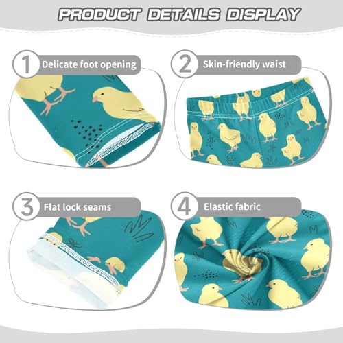 Girls Leggings Cute Yellow Chickens and Floral Toddler Girls Clothes Leggings for Girls Toddler Girls Leggings 3-4T3