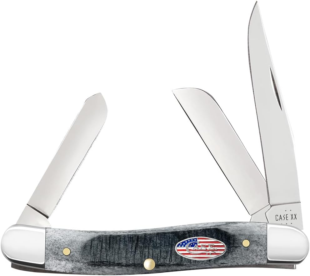Case XX WR Pocket Knife Medium Stockman Sawcut Gray Bone Stars & Stripes Item #53061 (6318 SS) Length Close: 3 5/8 inches