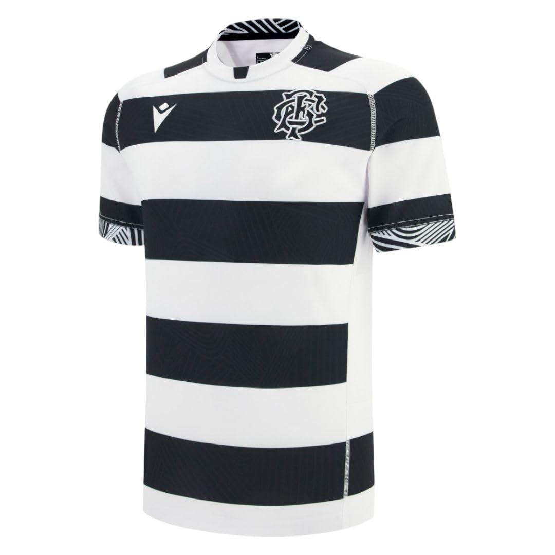 '25-'26 Barbarians Home Poly Replica Rugby Shirt Polyester Made By: Macron Men's Black Extra Large
