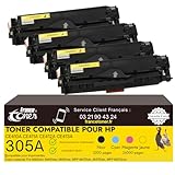 HAUT RENDEMENT – Jusqu’à 2600 pages : Toner compatible HP 305A CE410A CE411A CE412A CE413A offrant un rendement supérieur (2200 pages pour le toner noir et 2600 pages pour chaque toner de couleur - Cyan, Magenta, Jaune - à 5% de couverture papier A4) pour des impressions nettes et durables, idéale pour un usage quotidien ou professionnel.