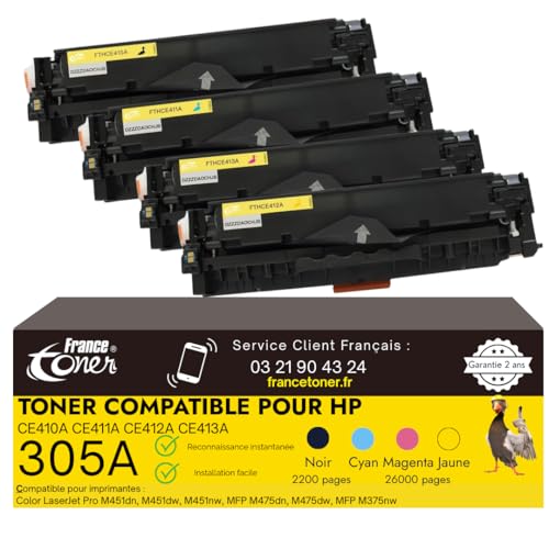 Toner HP 305A compatible lot CE410A sans traces pour LaserJet Pro M375NW