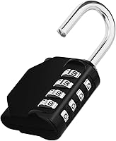 ZHEGE 4-Digit Combination Padlock - Weatherproof Outdoor Lock for Gym Locker, Fence Gate, Shed (Black, Resettable)