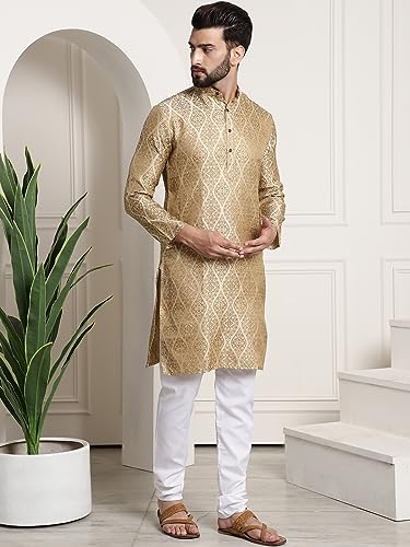 Image of SOJANYA (Since 1958 Men's Silk Blend self Design Kurta and Churidar Pyjama Set