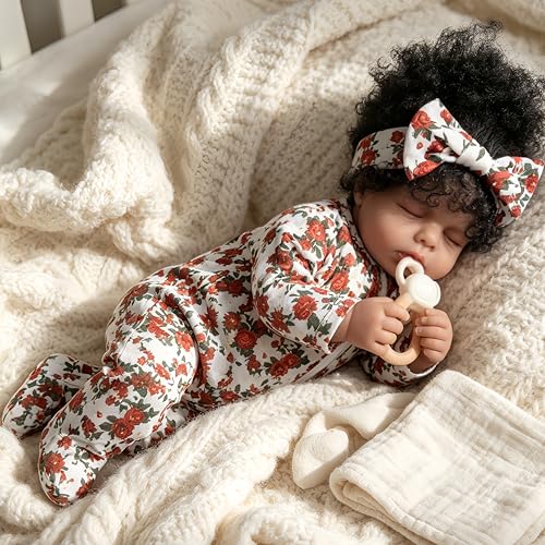 Muñeca Reborn Africana de 18 Pulgadas con Cuerpo de Tela miniatura 5