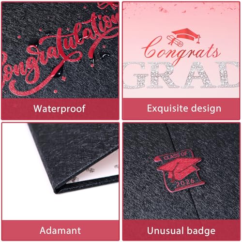 Image of Crenics Black and Red Graduation Decorations Class of 2026, Creative Graduation Guest Sign in Book Alternative, Congrats Grad Signature Book 18 inch x 12 inch, Awesome Graduation Gift or Keepsake
